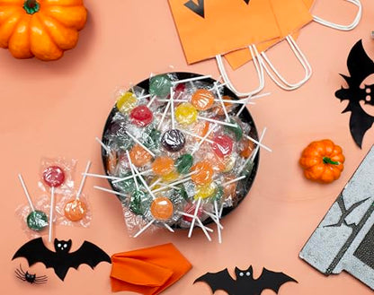 Classic Lollipops - 3 Pounds - Halloween Lollipops - Trick or Treat Individually Wrapped Candies - Flat Round Bulk Suckers For Kids, Doctors Office, Schools, Banks