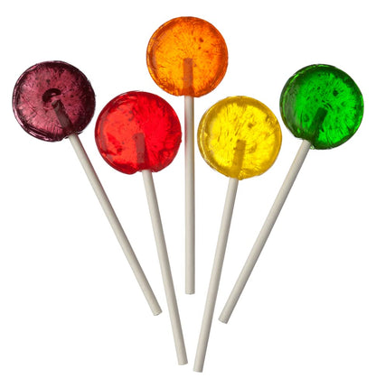 Flat Classic Lollipops in Bulk - 10 Pounds - Lollipops for Kids - Round Lolly Pops - Assorted Fruit Flavors - Candy Suckers - Party Candy Goodie Bag Fillers - Big Bulk Office Candy