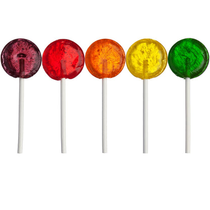 Flat Classic Lollipops - 5 Pounds - Round Lolly Pops - Assorted Fruit Flavors - Candy Suckers - Party Candy Goodie Bag Fillers - Bulk Candy