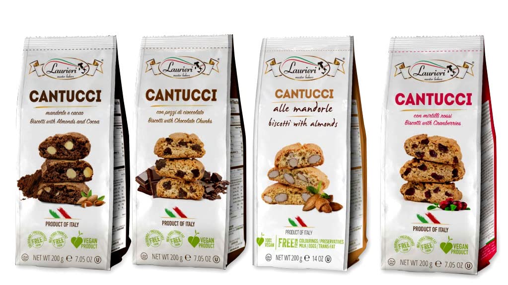 Biscotti Italian Cookies - Variety Pack Of 4 - Food Gift Box - Gourmet Cookie Gift Basket From Italy - Coffee Dipping Biscotti Cookies - Kosher