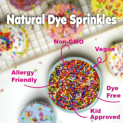 Dye Free Sprinkles - 1.6 Pounds - Vegan Rainbow Sprinkles - All Natural Ice Cream Topping Jimmies - Non-Gmo Cake Decorating Sprinkles