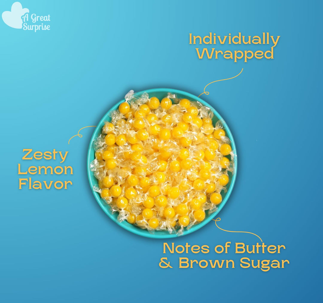 Lemon Balls Hard Candy - 3 Pounds - Yellow Candies Drop - Individually Wrapped - Baby Shower, Candy Buffet