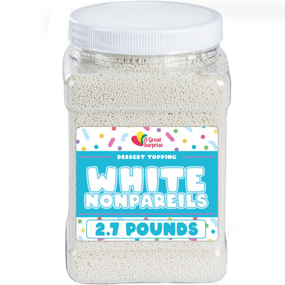 White Pearl Sprinkles - 2.7 Pounds - Bulk White Nonpareils Jimmies - Toppings for Bridal Sprinkles - Tiny Pearls for Cakes, Cookies, Cakepops