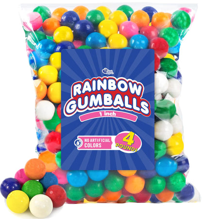 Gumballs for Machine Refills - 4 Pounds - 1 inch Rainbow Gumball Candy - Approx 240 Pieces - Colorful Candies Unwrapped