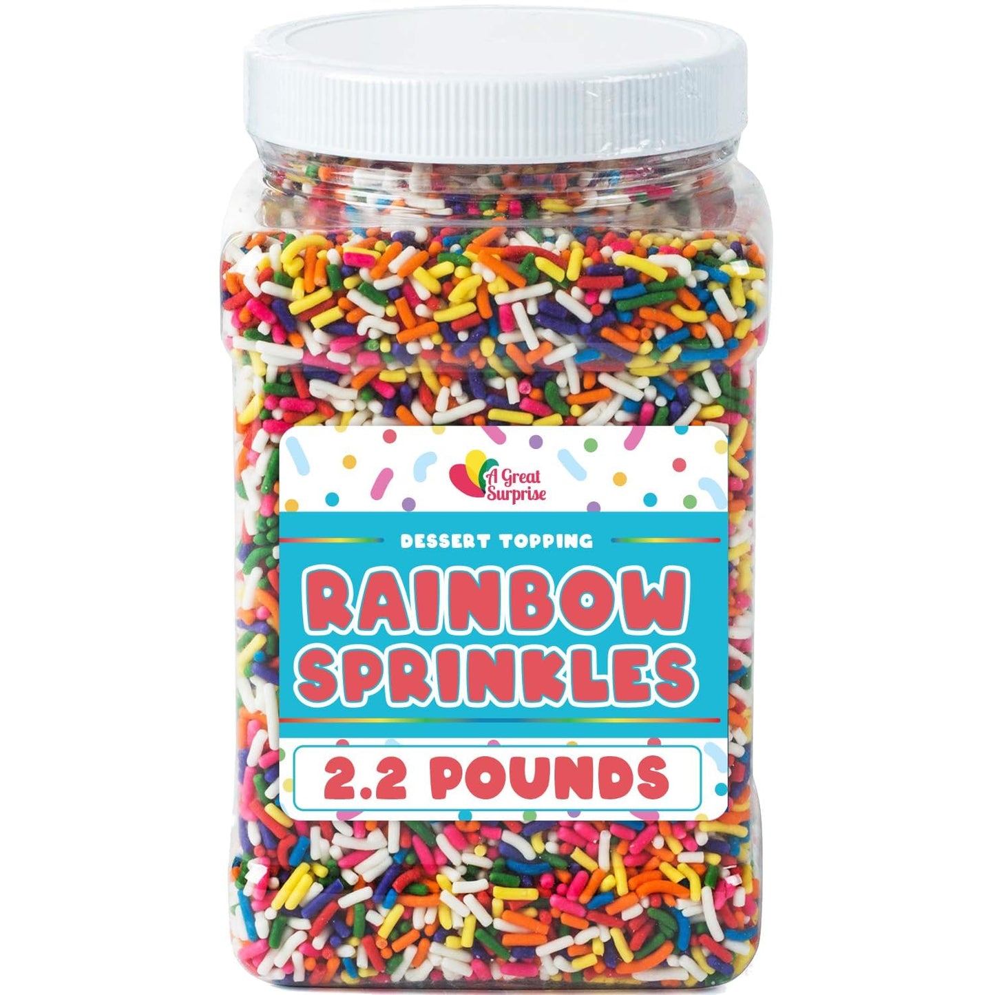 Rainbow Sprinkles - 2.2 Pounds - Bulk Rainbow Jimmies for Cookies - Birthday Cake for Ice Cream, Baking, Cupcakes, Donuts