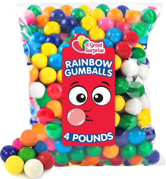 Gumballs for Machine Refills - 4 Pounds - 1 inch Rainbow Gumball Candy - Approx 240 Pieces - Colorful Candies Unwrapped