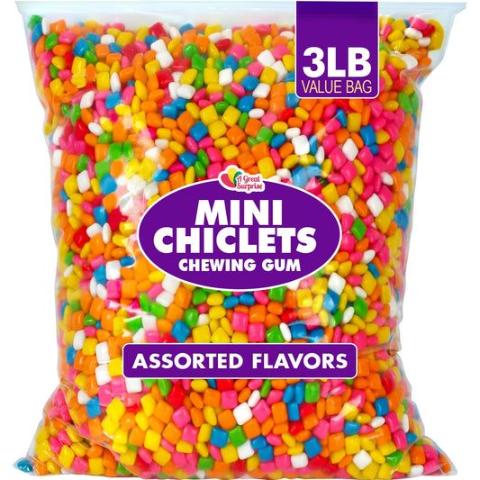 A Great Surprise Mini Chiclets Gum - 3 Pounds - Fruity Tabs Chicklets - Gumball Candy Machine Refills - Assorted Colors/Flavors