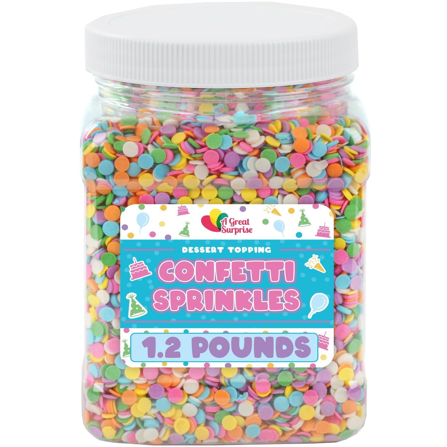 Confetti Sprinkles - 1.2 Pounds - Spring Pastel Sprinkles - Round Birthday Jimmies - Candy Quins for Cupcakes, Cakes