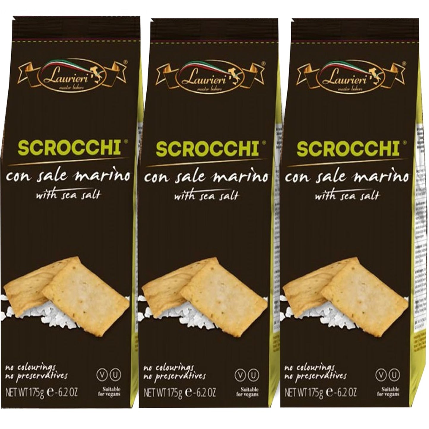 Sea Salt Pita Crackers - Pack of 3 - Italian Crackers - Sharing Size - Gourmet Artisan Crackers - Pita Crackers for Cheese Platter - Charcuterie Pita Chips - Vegan - Preservative Free - Kosher