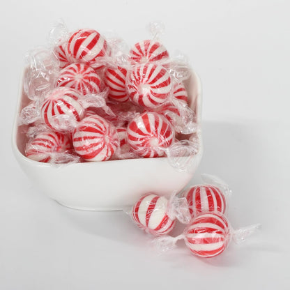 Peppermint Balls - 3 Pounds - Bulk Red Mint Hard Candy - Red and White Candy for Buffet - Individually Wrapped