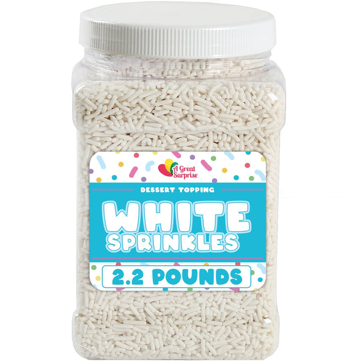 White Sprinkles - 2.2 LB - Patriotic Toppings - Bridal Jimmies for Cake Decorating, Ice Cream, Cookies, Cupcakes, Cake Pops