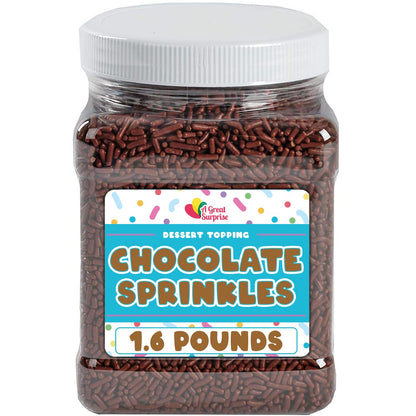 Chocolate Sprinkles - 1.6 Pounds - Brown Halloween Jimmies - Chocolate Football Sprinkles for Ice Cream, Cake Decorating, Cookies, Cupcakes, Brownies