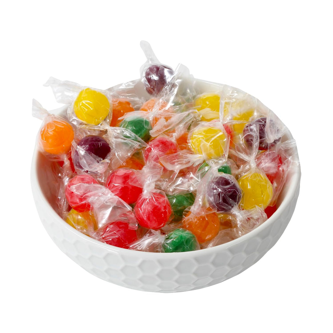 Hard Candy Fruit Balls - 4 Pounds - Fruity Sour Balls - Classic Hard Candies for Office, Desk, Calssroom - Colorful Variety Candy Suckers - Assorted Flavors Orange, Lemon, Grape, Green Apple, Cherry