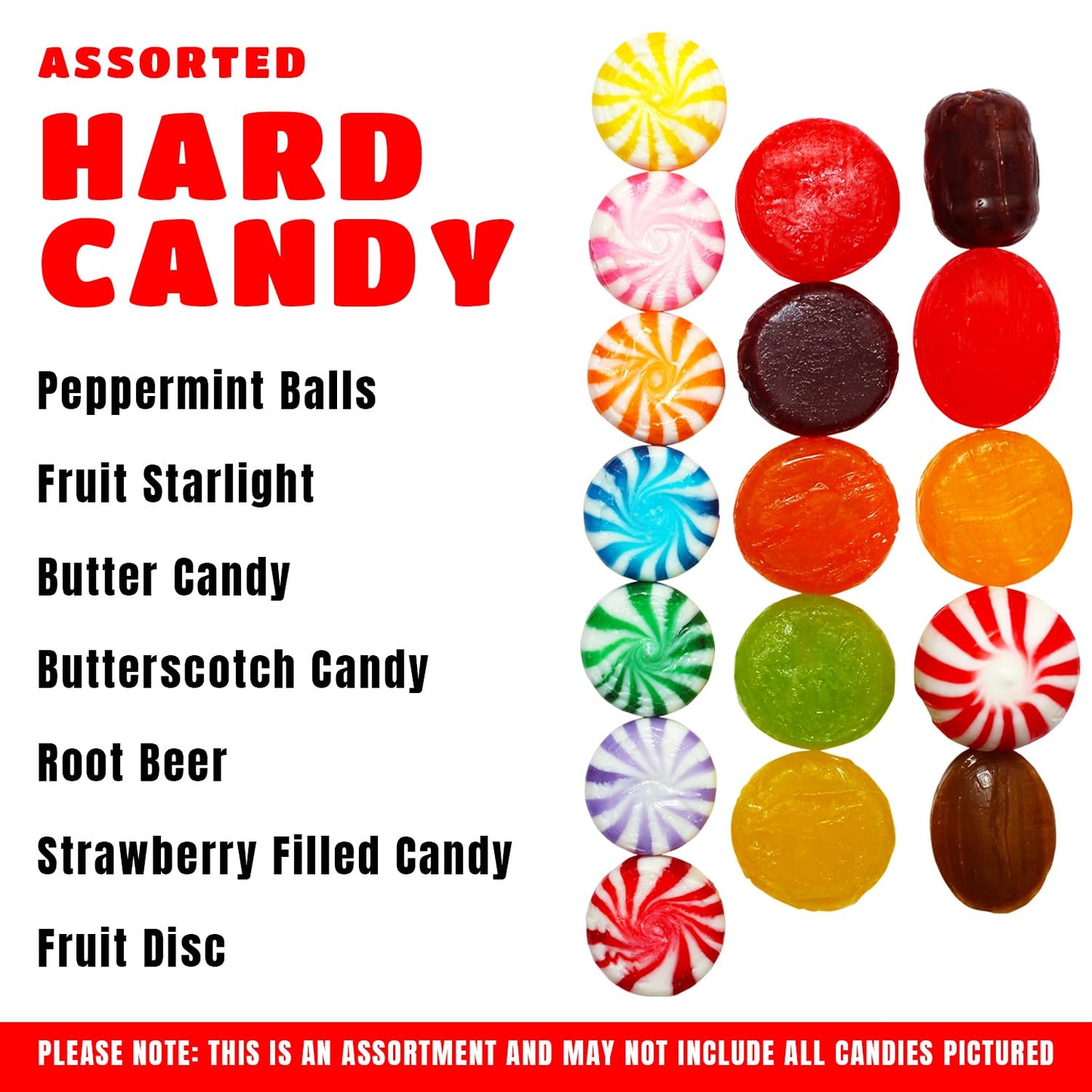 Hard Candy Mix - 3 LB Bulk Variety Candy Bag - Assorted Classic Hard Candy - Large Candy Bag for Office, Party Favor Filler - Individually Wrapped Hard Candy - Mint, Starlight, Toffee, Butterscotch, Strawberry and More