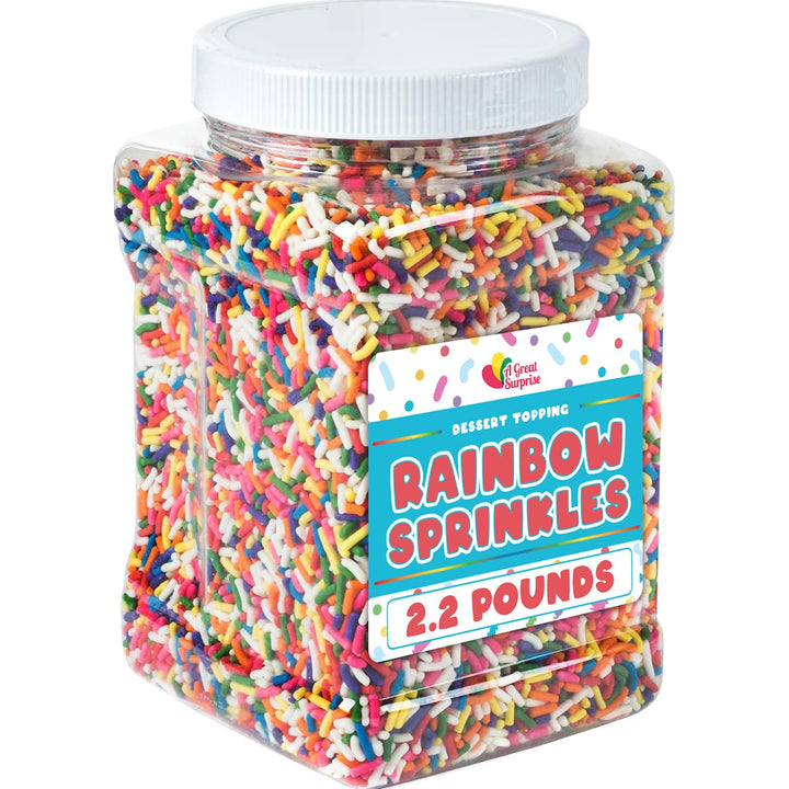A Great Surprise Rainbow Sprinkles - 2.2 Pounds - Bulk Rainbow Jimmies for Cookies - Birthday Cake for Ice Cream, Baking, Cupcakes, Donuts