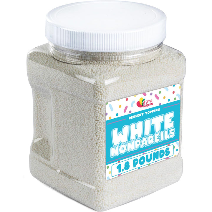 White Nonpareils Sprinkles  1.8 LB Bulk Candy - Non Pareils Jimmies  Toppings for Cake Decorating, Cupcakes, Baking