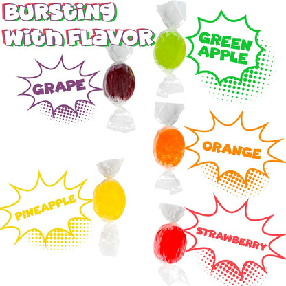 Assorted Fruit Hard Candy - 5 Pounds - Classic Hard Candies Assortment - Oval Shaped Sweets for Offices, Desk, Parties