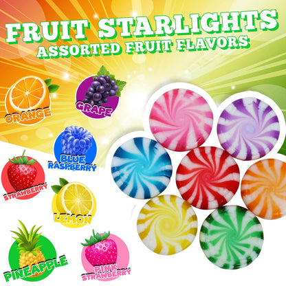 Assorted Fruit Starlights - 3 Pounds - Pinwheel Fruit Candies - Fruit Flavored Hard Candy - Individually Wrapped -Office, Desk, Classroom