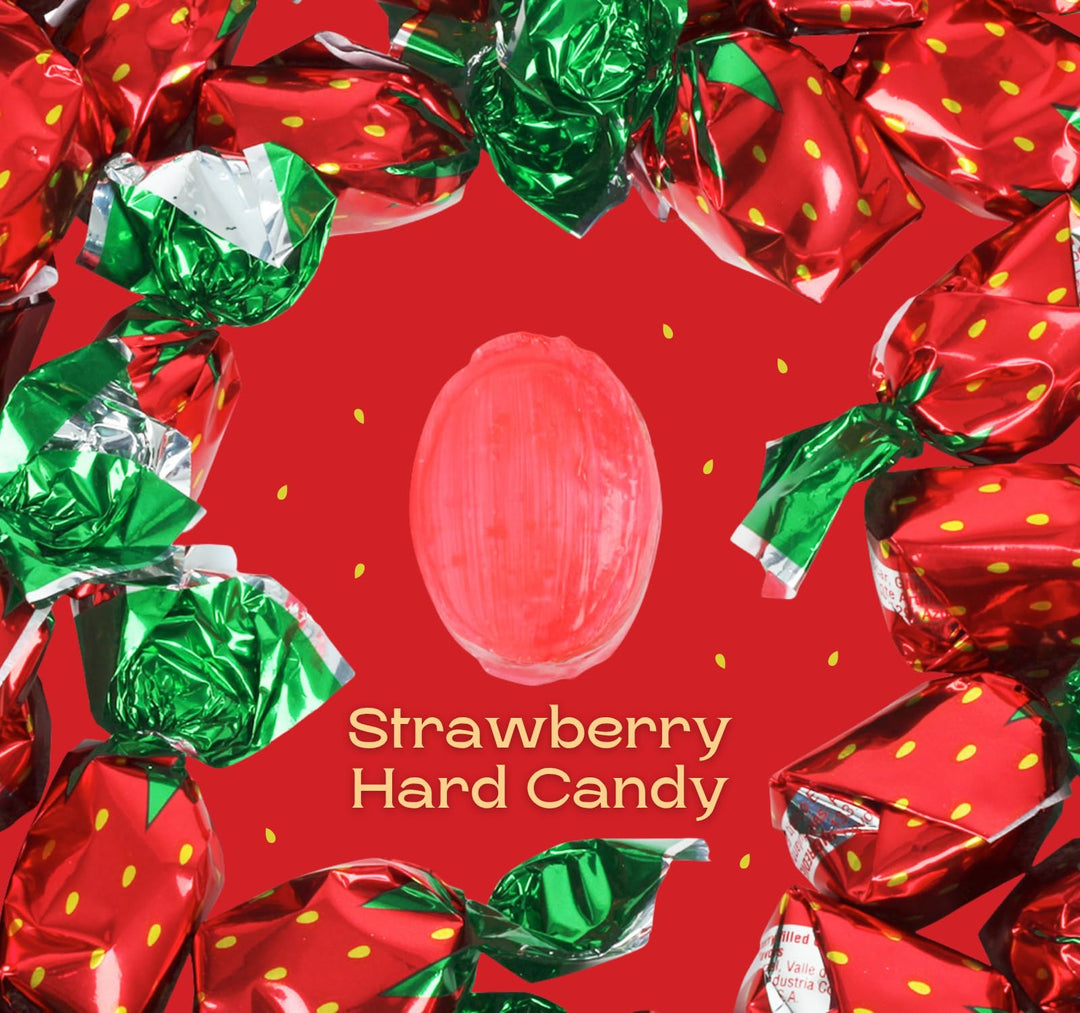 Dooboe Christmas Strawberry Hard Candy - 6 Pounds - Holiday Strawberry Filled Bon Bons Bulk - Individually Wrapped Candy for Office