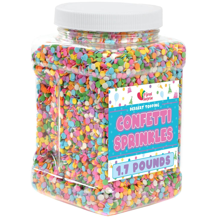 Rainbow Pastel Confetti Sprinkles - 1.7 Pounds - Birthday Pastel Quins - Flat Round Sprinkles - Pastel Candy Quins for Ice Cream, Cookies, Cupcakes, Cake Decorating