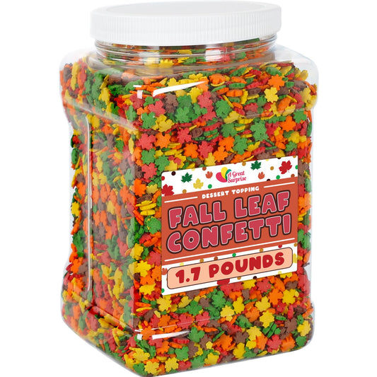 Thanksgiving Sprinkles - 1.7 Pounds - Fall Leaf Sprinkles for Baking - Autumn Leaf Shapes - Toppings for Cupcakes, Cookies, Cake Decorating