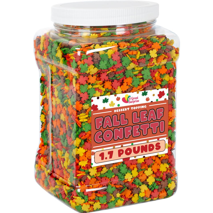 Thanksgiving Sprinkles - 1.7 Pounds - Fall Leaf Sprinkles for Baking - Autumn Leaf Shapes - Toppings for Cupcakes, Cookies, Cake Decorating
