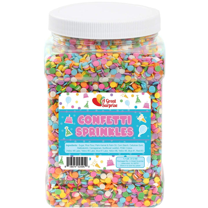 Rainbow Pastel Confetti Sprinkles - 1.7 Pounds - Birthday Pastel Quins - Flat Round Sprinkles - Pastel Candy Quins for Ice Cream, Cookies, Cupcakes, Cake Decorating