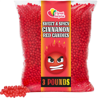 Red Cinnamon Imperials - 3 Pounds - Red Hot Candy Bulk - Imperial Candies for Machine Refills, Buffet