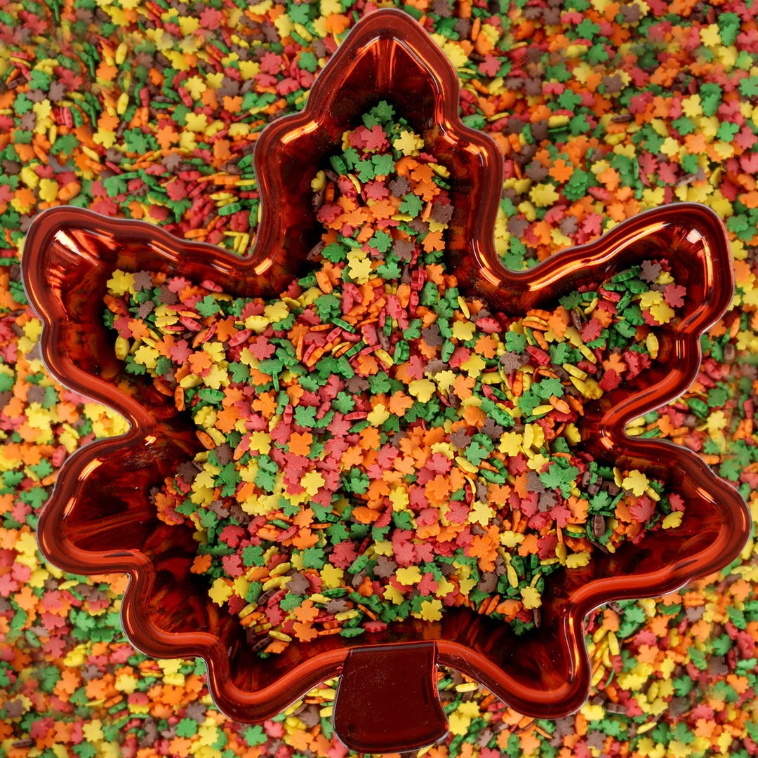 Thanksgiving Sprinkles - 10 oz - Fall Leaf Toppings for Baking - Autumn Edible Decorations - Cupcakes, Cookies, Cake Decorating - Bulk Fall Candy Sprinkles