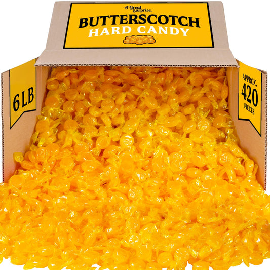 A Great Surprise Butterscotch Hard Candy - 6 Pounds - Individually Wrapped Butter Scotch Buttons Candies - Bulk Yellow Treats For Candy Buffet
