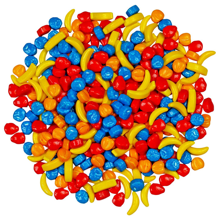 Fruit Shaped Candies - 2 Pounds - Unwrapped Gumball Machine Refills - Banana, Strawberry, Peach, Blueberry Flavors