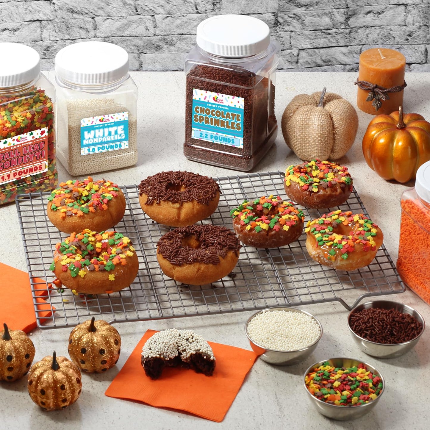 Fall Sprinkles - 10 oz - Fall Leaf Sprinkles for Baking - Autumn Cupcake Leaf Sprinkles - Thanksgiving Sprinkles for Cupcakes, Cookies, Cake Decorating - Bulk Fall Candy Sprinkles