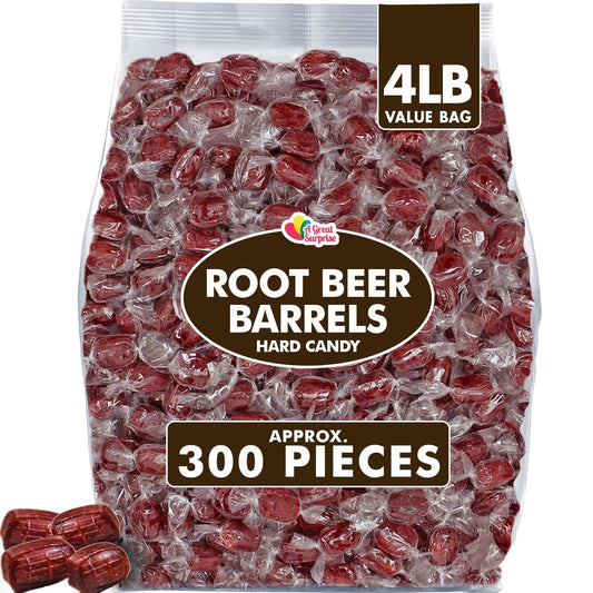 A Great Surprise Root Beer Barrels - 4 Pounds - Old Fashion Classic Candies - Individually Wrapped