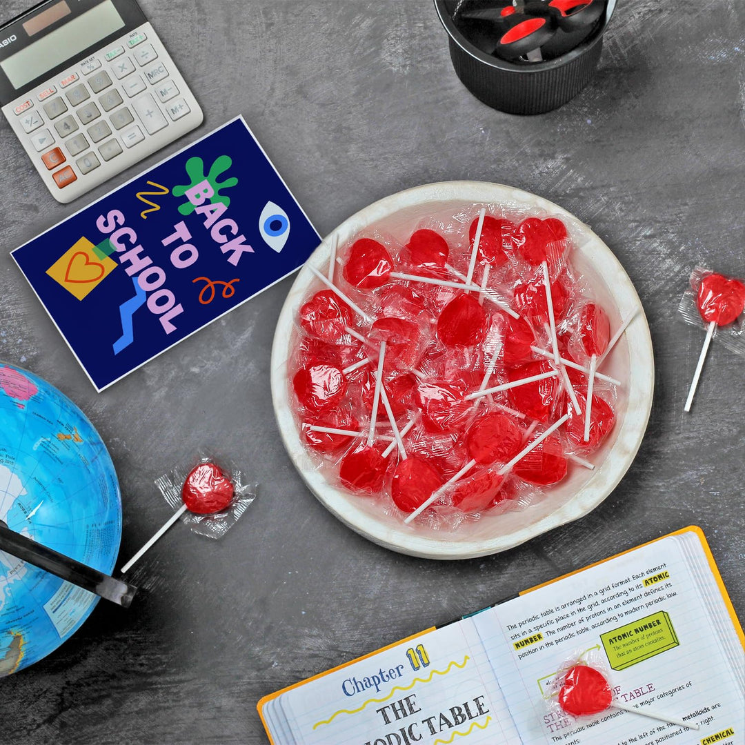 Red Heart Lollipops - 3 Pounds - Heart Shaped Suckers - Red Christmas Candies for Candy Buffet - Strawberry Flavored