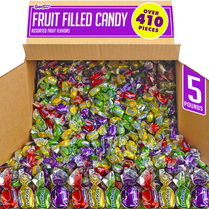 Fruit Filled Hard Candy - 5 Pounds - Assorted Fruit Flavored Hard Candies - Classic Bon Bons Variety Pack Hard Candy - Individually Wrapped - Apple, Pineapple, Grape, Strawberry