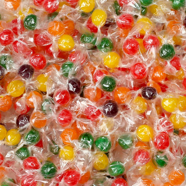 Hard Candy Fruit Balls - 4 Pounds - Fruity Sour Balls - Classic Hard Candies for Office, Desk, Calssroom - Colorful Variety Candy Suckers - Assorted Flavors Orange, Lemon, Grape, Green Apple, Cherry