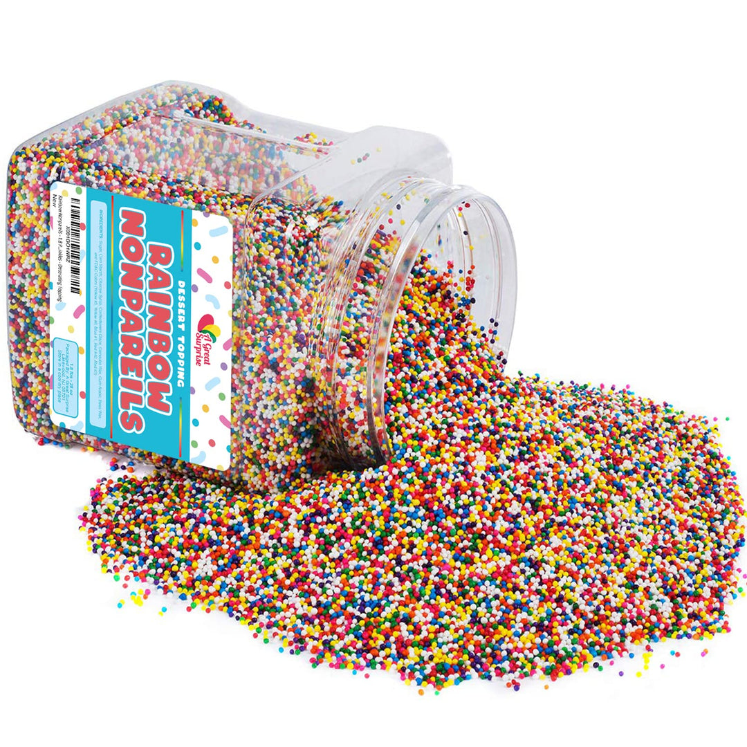 Rainbow Nonpareil Sprinkles - 1.8 Pounds - Christmas Non-Pareil Topping for Ice Cream - Holiday Bulk Rainbow Sprinkles For Cookies, Cupcakes, Cake Decorating