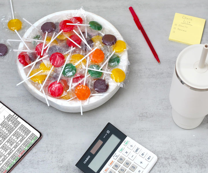 Dooboe Lollipops Individually Wrapped - 10 Pounds - Approx. 400 Lollis - Bulk Flat Classic Suckers - Christmas Parade Candy - Assorted Fruit Flavors - Candy Suckers for Classroom, Office - Big Bulk Candies (Rainbow)