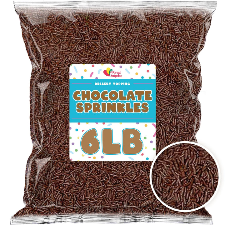 Chocolate Sprinkles - 6 Pounds - Chocolate Jimmies - Wholesale Ice Cream Sprinkles - Baking, Cupcake, Cookie Decorating - Dessert Toppings
