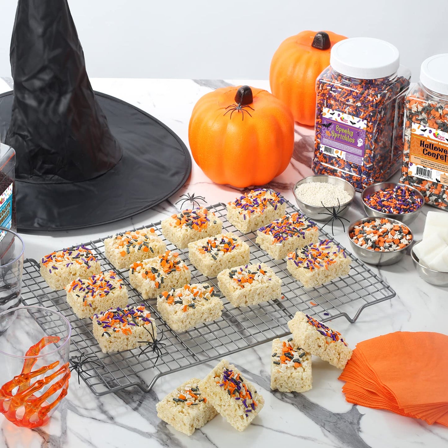 Halloween Confetti Sprinkles - 10 ounces - Ghost Bat Pumpkin Quins - Spooky Dessert Topping Mix