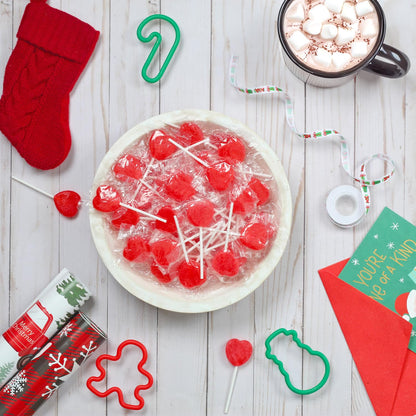 Red Heart Lollipops - 3 Pounds - Heart Shaped Suckers - Red Christmas Candies for Candy Buffet - Strawberry Flavored