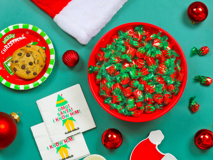 A Great Surprise Strawberry Hard Candy - 5 Pounds - Strawberry Bon Bons - Red and Green Christmas Hard Candies - Filled Hard Candies