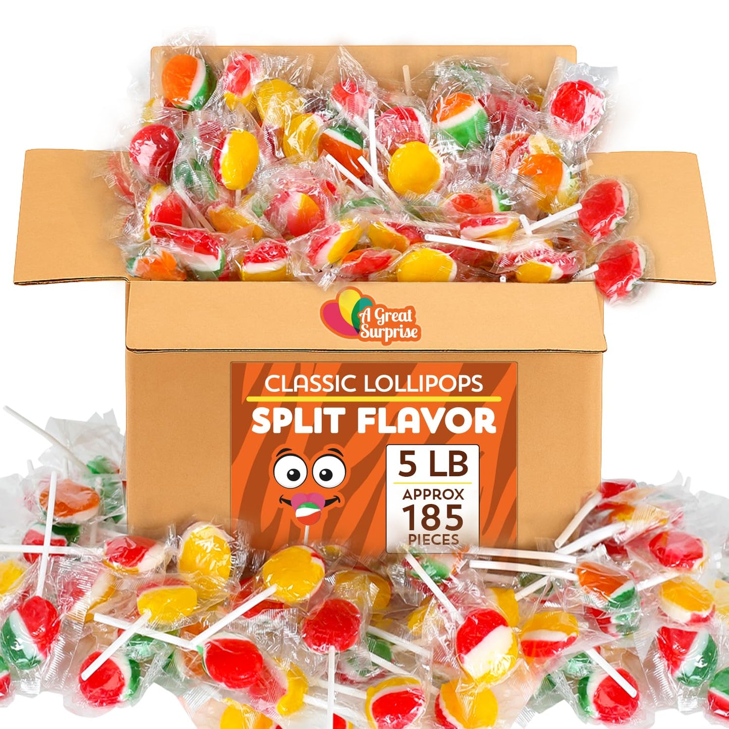 Halloween Bulk Lollipops - 5 Pounds - Trick Or Treat Lollipops - Assorted Fruit Flavored - Flat Round Candy Pops Individually Wrapped