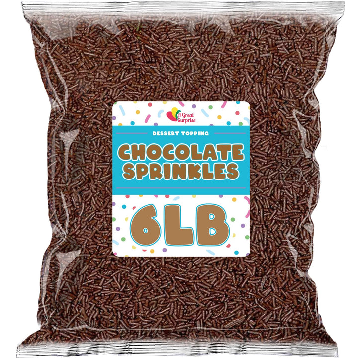 Chocolate Sprinkles - 6 Pounds - Chocolate Jimmies - Wholesale Ice Cream Sprinkles - Baking, Cupcake, Cookie Decorating - Dessert Toppings