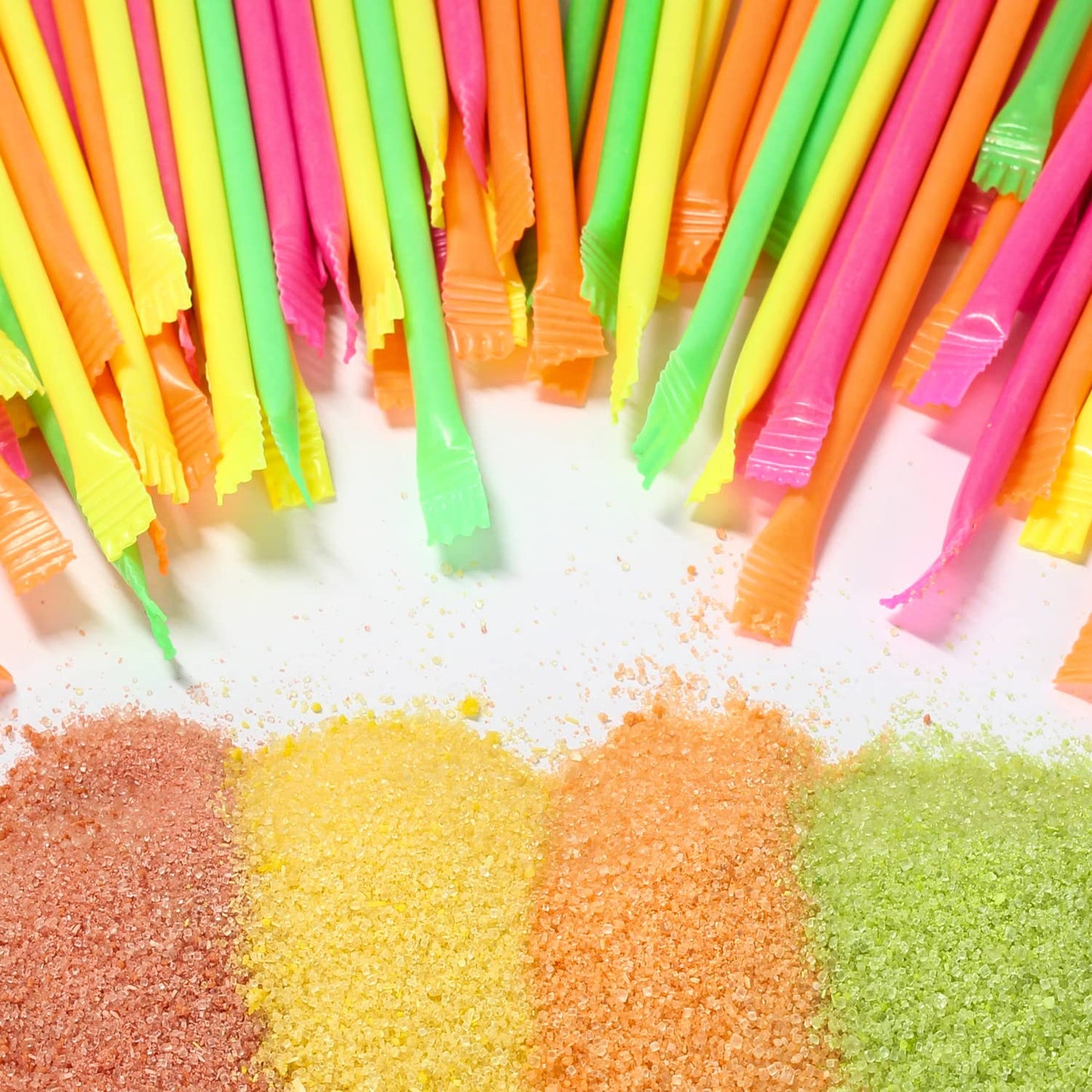 Sugar Candy Straws - 500 Sugar Filled Sticks - Neon 90's Candy, 80s Candies - Bulk Candy for Parade, Pinata, Party Favor, Goodie Bags