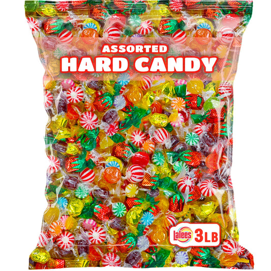 Lalees Hard Candy Mix - 3 LB - Assorted Classic Desk Hard Candy - Large Bag for Office - Individually Wrapped - Mint, Starlight, Toffee, Butterscotch, Strawberry and More