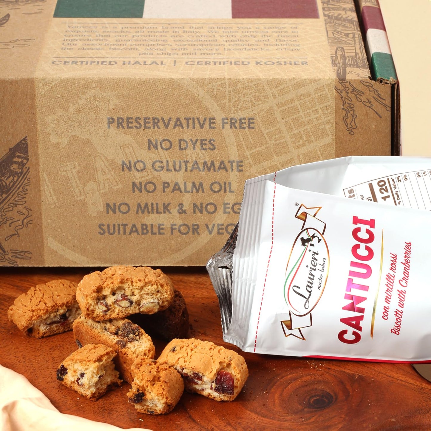 Biscotti Italian Cookies - Variety Pack Of 4 - Food Gift Box - Gourmet Cookie Gift Basket From Italy - Coffee Dipping Biscotti Cookies - Kosher