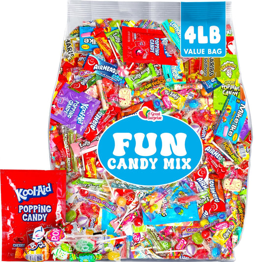 Pinata Candy Mix - 4 Pounds - Bulk Assorted Candy - Birthday Party Candy Variety Pack - Pinata Stuffers - Party Mix Bags - Individually Wrapped Candies - Fun Size Candy Assortment