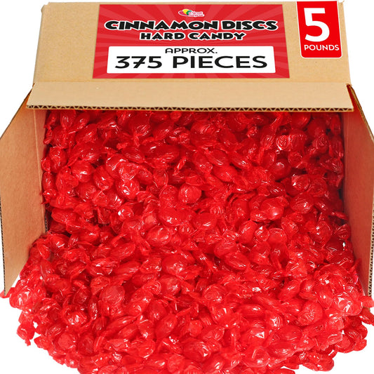 Cinnamon Hard Candy Individually Wrapped - 5 Pounds - Red Candy for Candy Buffet - Bulk Candy - Cinnamon Discs - Red Candy