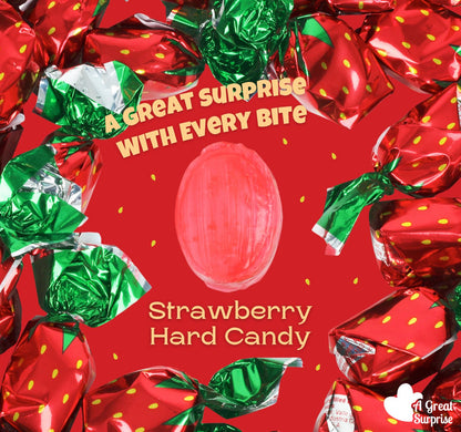Dooboe Strawberry Hard Candy - 6 Pounds - Strawberry Filled Bon Bons Bulk - Individually Wrapped Candy for Office